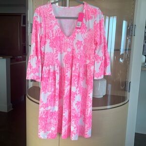 Lilly Pulitzer Jannie V-neck 3/4 sleeve dress in PB anniversary toile size M NWT